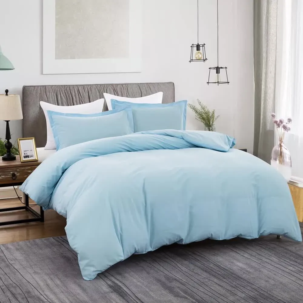 100% Cotton Premium Doona Duvet Quilt Cover Set with Soft Pillowcases | Aqua | Double