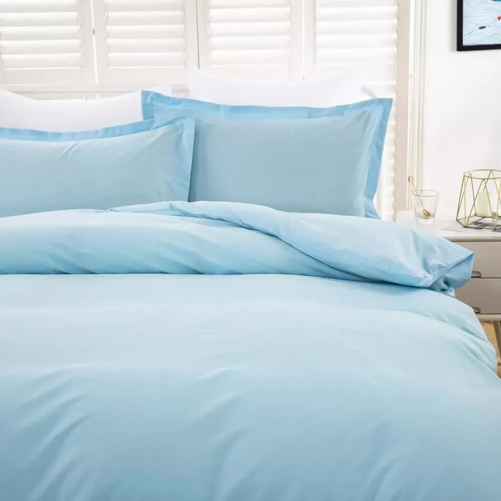 100% Cotton Premium Doona Duvet Quilt Cover Set with Soft Pillowcases | Aqua | Double