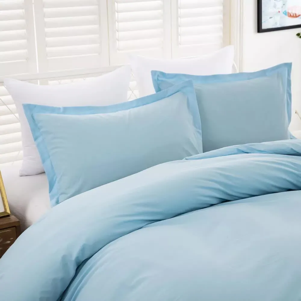 100% Cotton Premium Doona Duvet Quilt Cover Set with Soft Pillowcases | Aqua | King