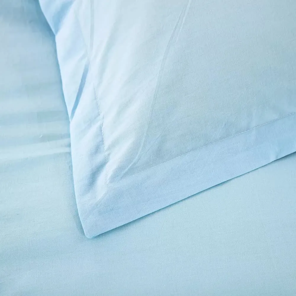 100% Cotton Premium Doona Duvet Quilt Cover Set with Soft Pillowcases | Aqua | King