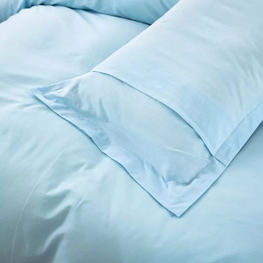 100% Cotton Premium Doona Duvet Quilt Cover Set with Soft Pillowcases | Aqua | King