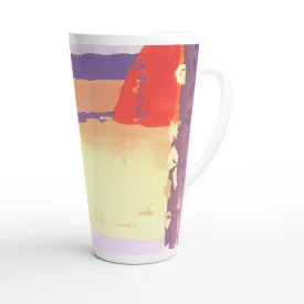 17oz White Ceramic Latte Mug | Coffee Cup with 'Spirit of the Southwest' Abstract Artwork by American Artist Barbara Cleary