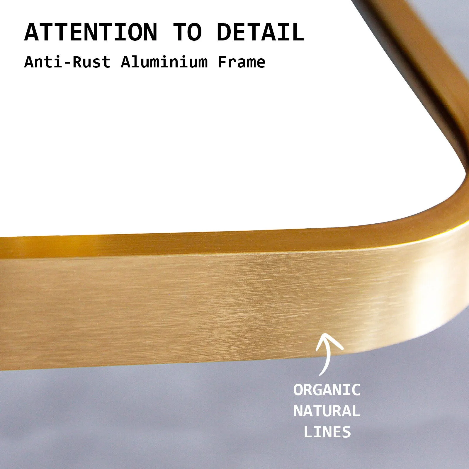 2 Set Wall Mirror | Rectangular Aluminum Frame | Bathroom | 60x80cm | Gold