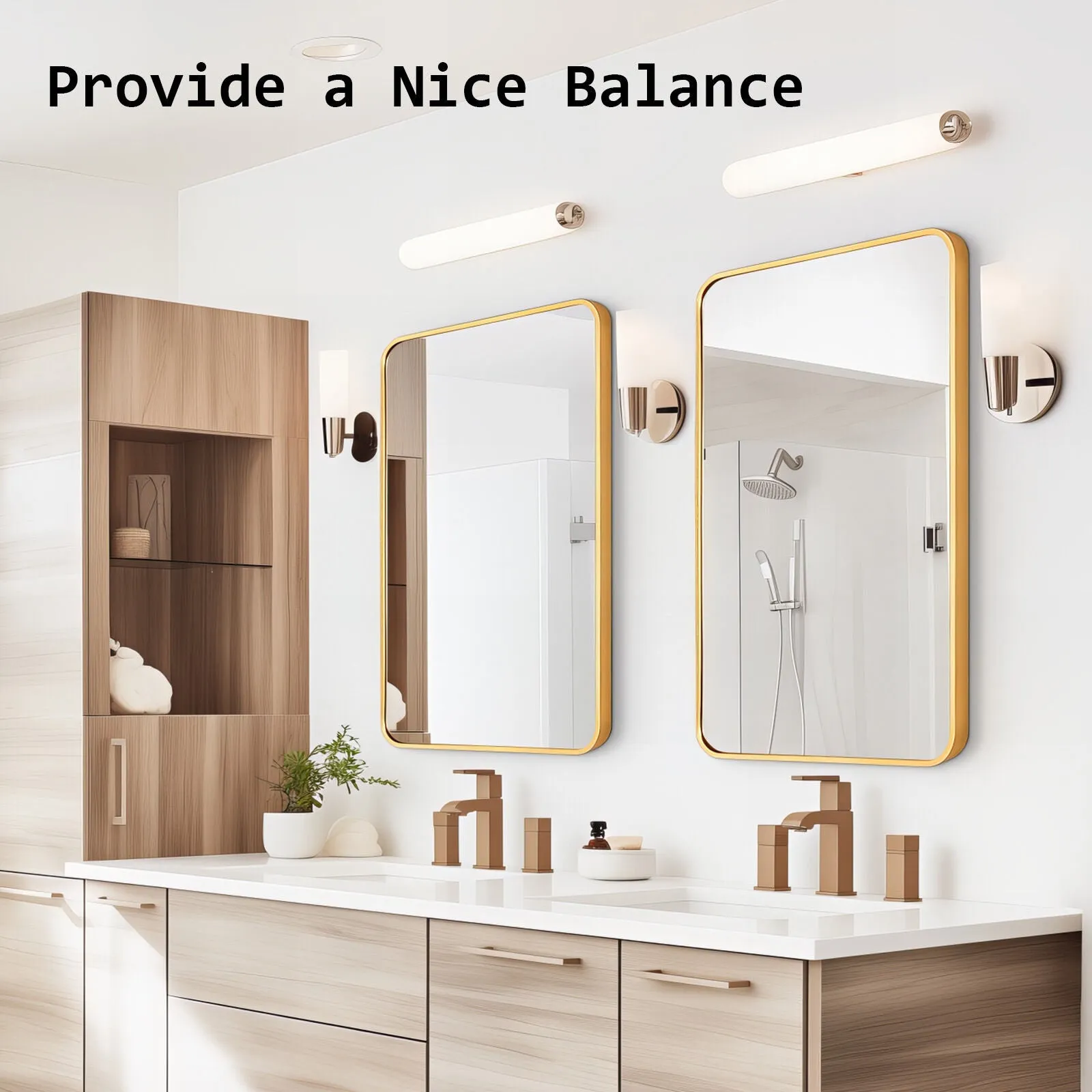 2 Set Wall Mirror | Rectangular Aluminum Frame | Bathroom | 60x80cm | Gold