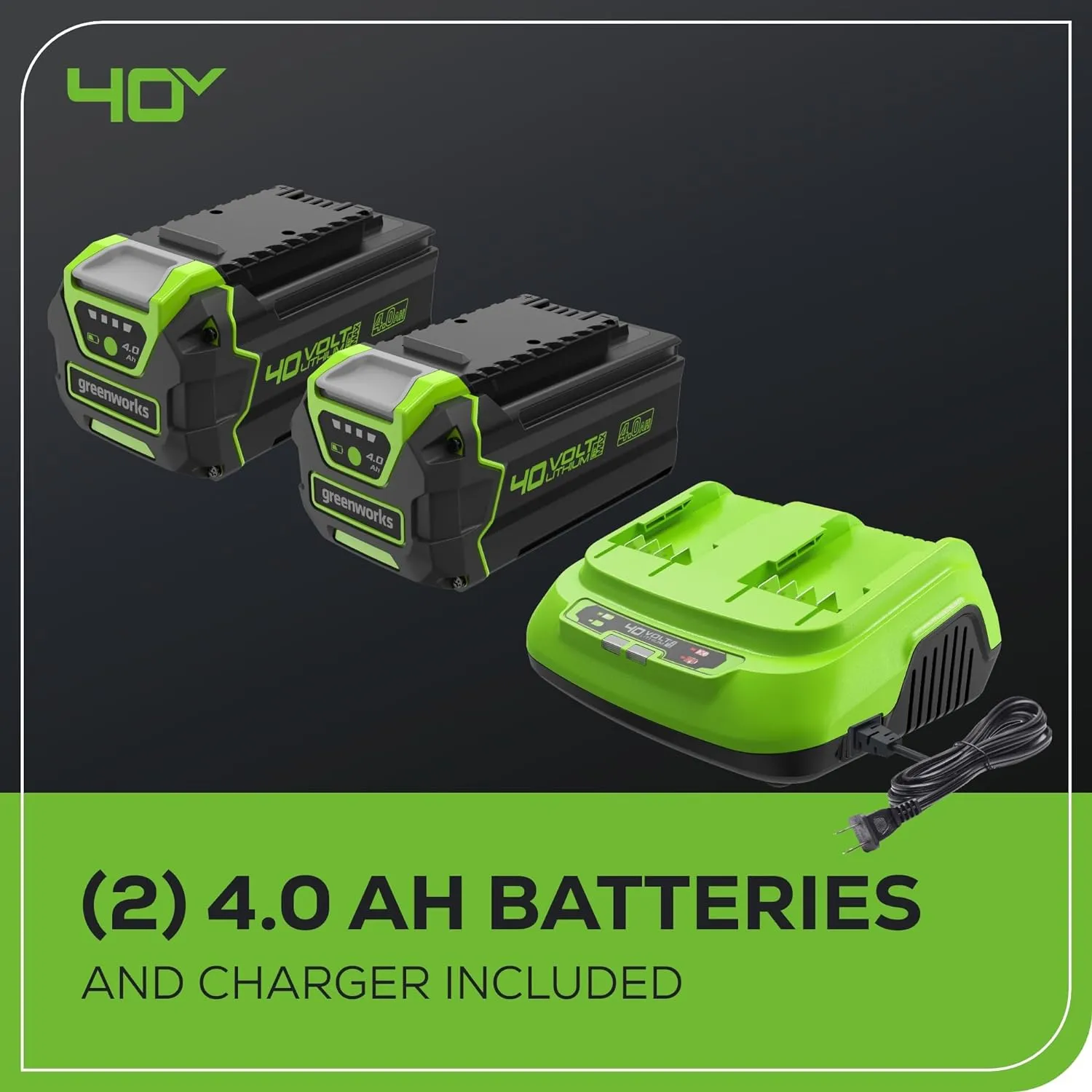 40V 25" Cordless Battery Brushless Dual Blade Self-Propelled Lawn Mower w/ (2) 4.0Ah Batteries & Dual Port Charger