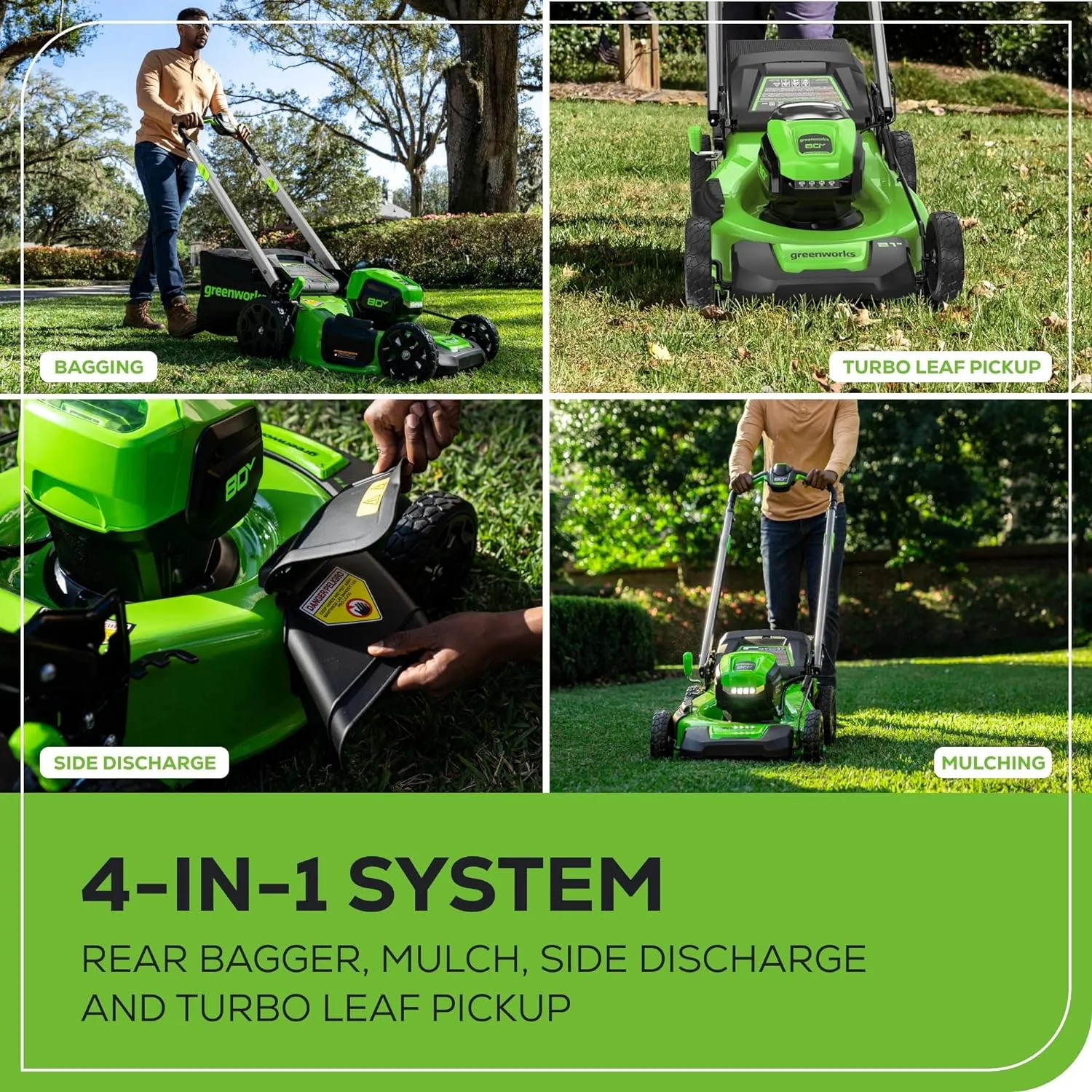 80V 21" Cordless Battery Push Lawn Mower w/ 4.0Ah Battery & Charger