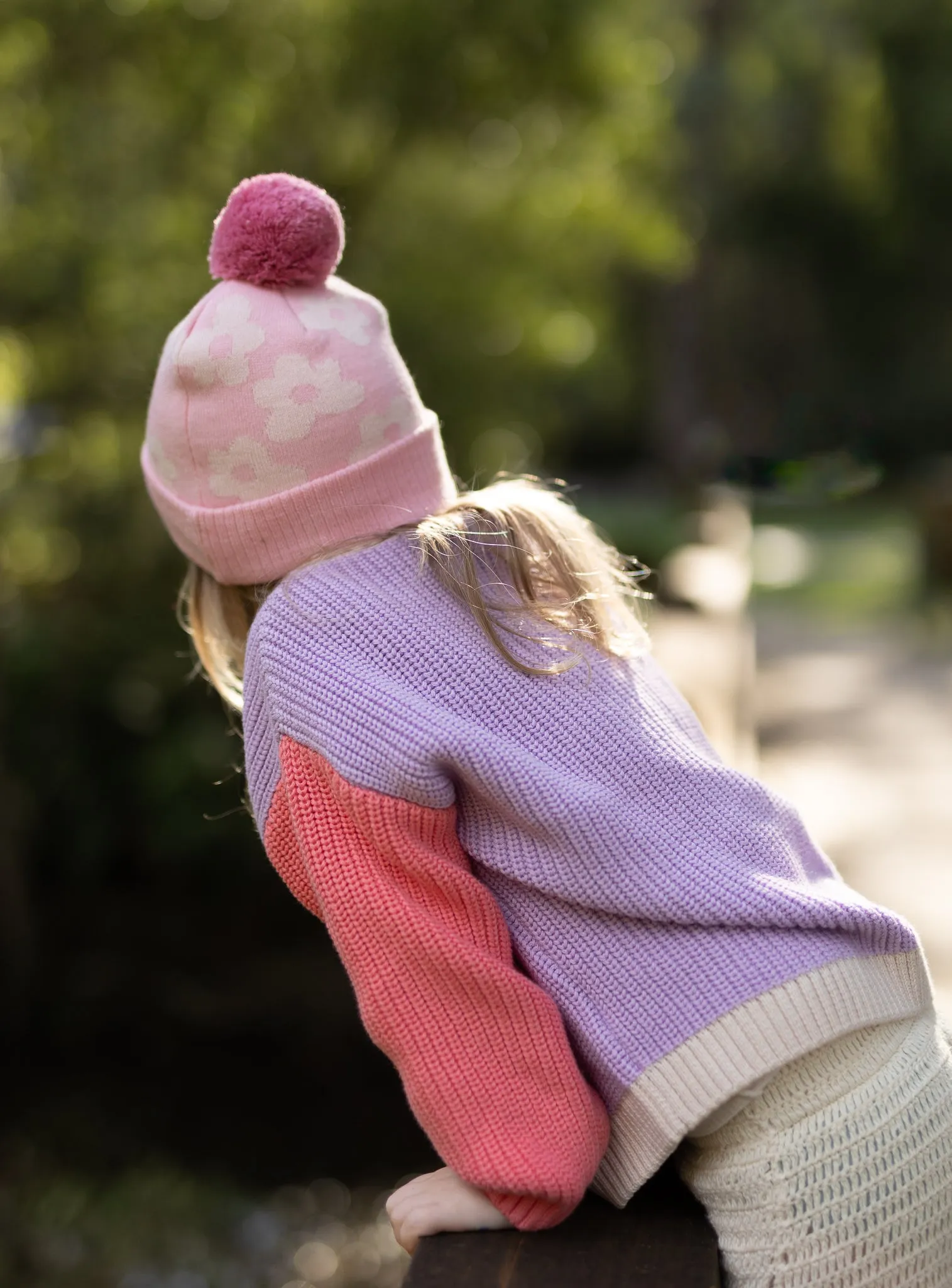 Acorn Flower Power Merino Beanie Candy Pink