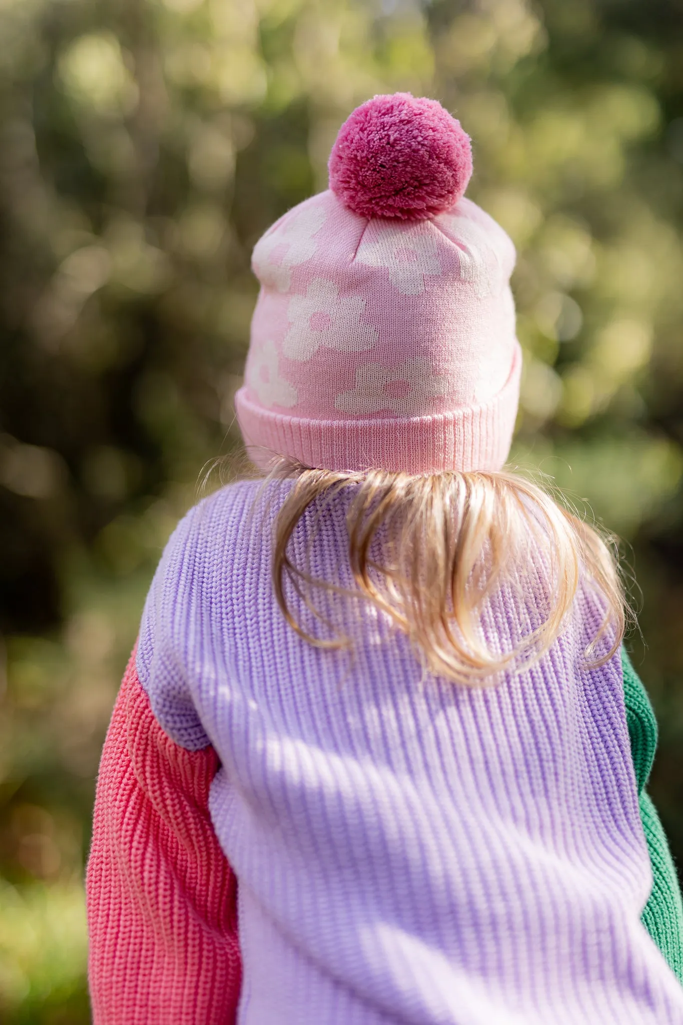 Acorn Flower Power Merino Beanie Candy Pink