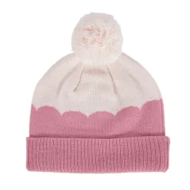 Acorn Scalloped Merino Beanie Pink