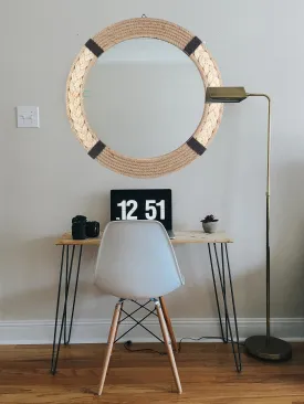 Creation India Craft Wooden Wall Mirror Nautical rope Wall Mounted Mirror for Living Room, Bedroom, Wash basin mirror,Vintage Mirror Covered with Rope Wall Decoration, White & Brown 18" inches