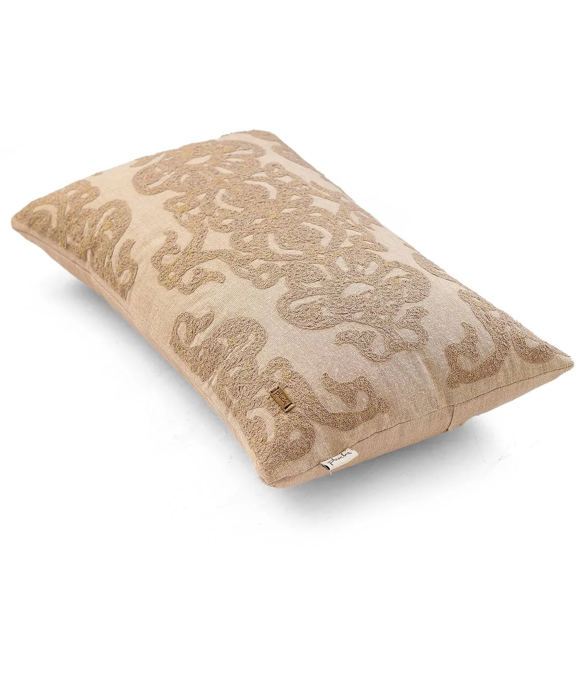 Damask Embroidery Cotton Knitted Decorative Stone Color 12 x 20 Inches Pillow Covers