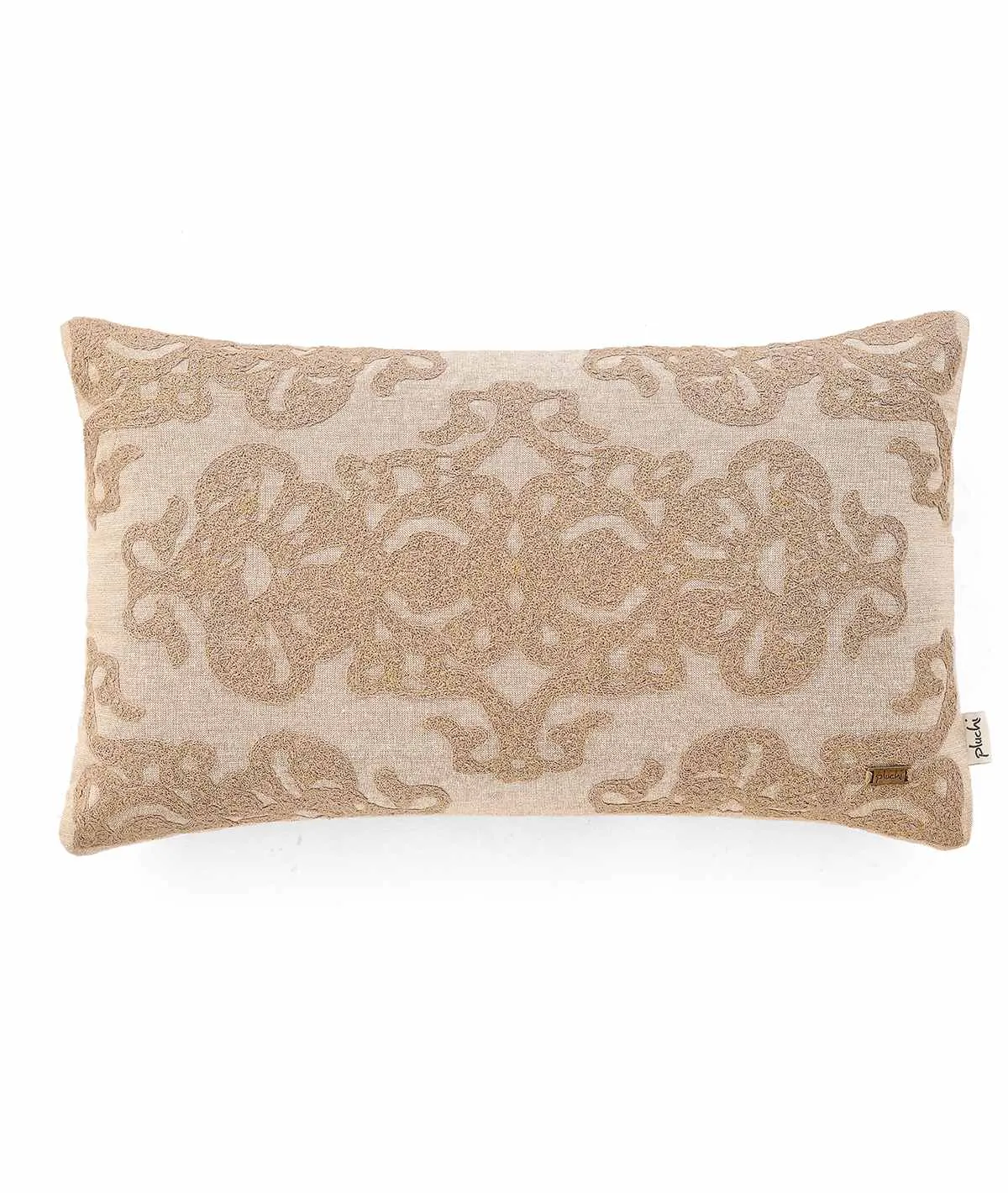 Damask Embroidery Cotton Knitted Decorative Stone Color 12 x 20 Inches Pillow Covers