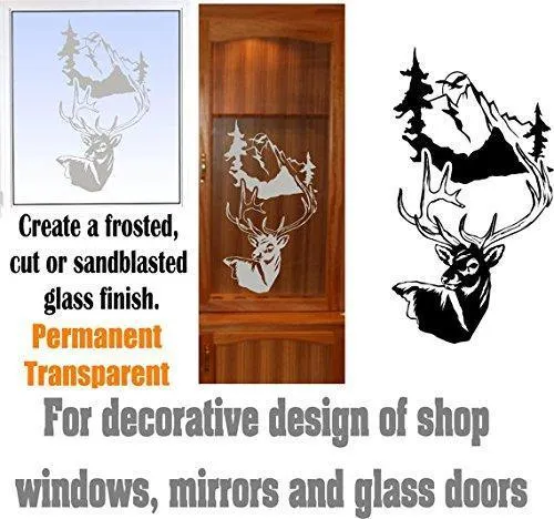 Deer Buck Mountains DIY Etched Glass Vinyl Gun