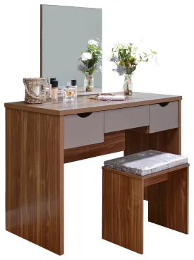 Elizabeth Dressing Table Set  Walnut   Grey