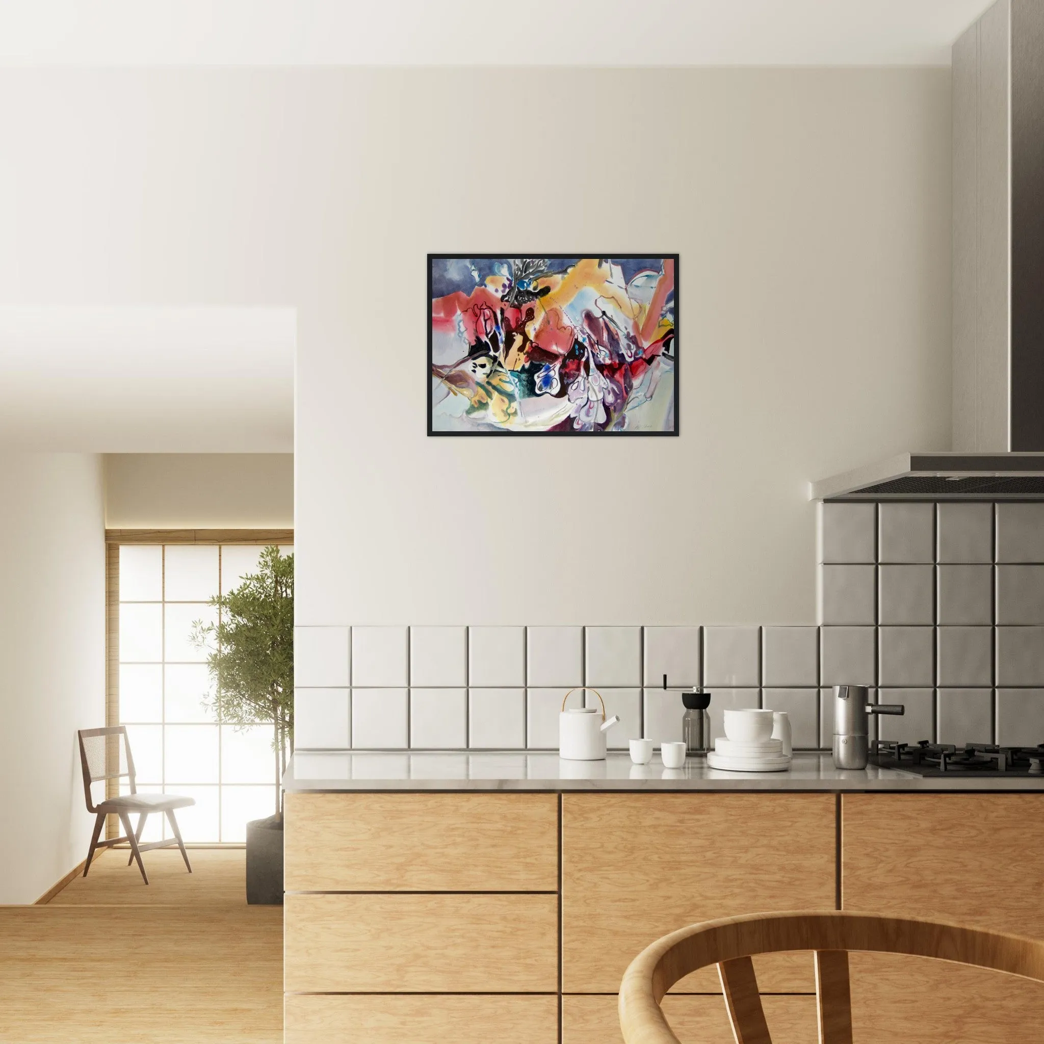 'Floral Fantasy' Abstract I 20x28 inch Wooden Framed Art Print  I Original Artwork by American Artist Barbara Cleary