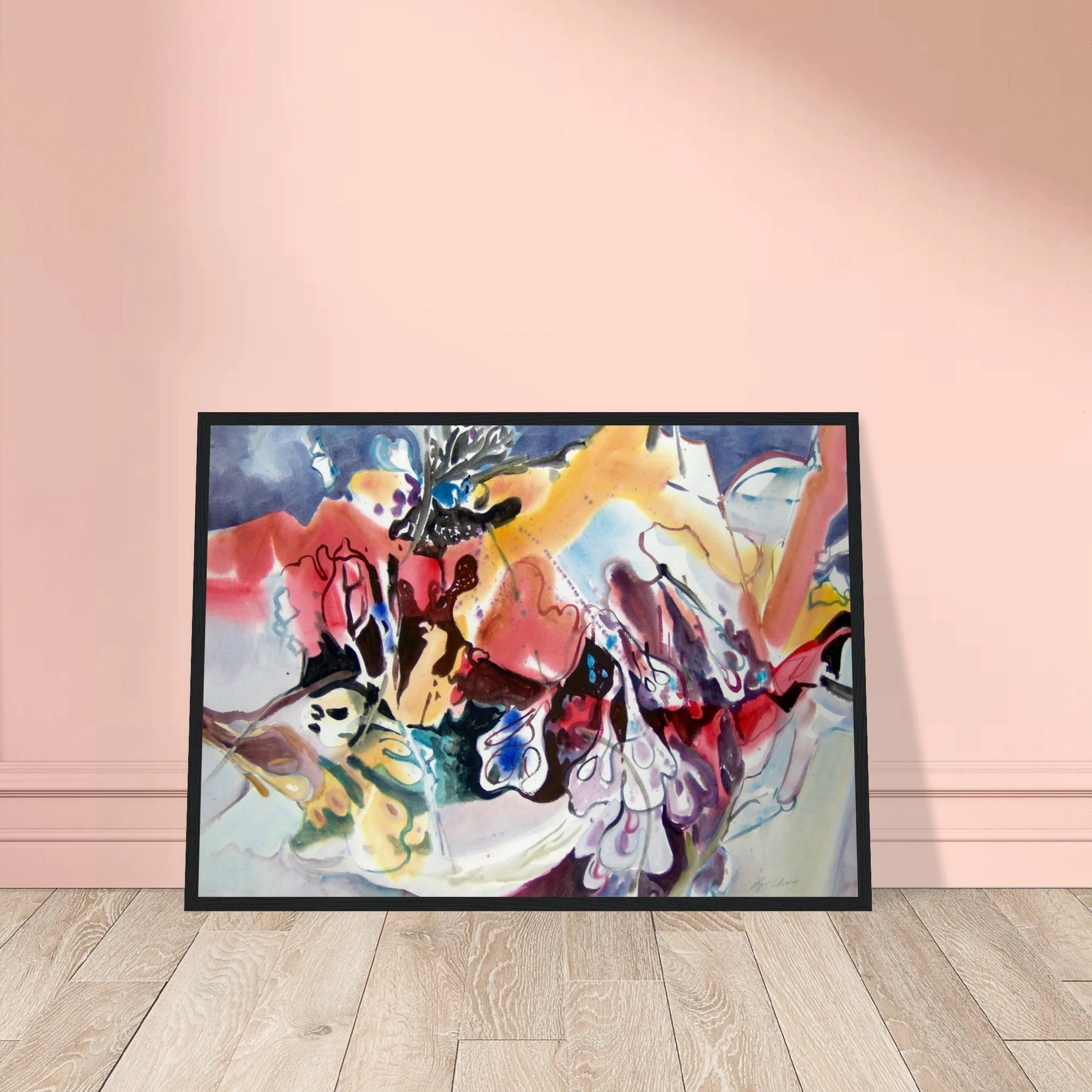 'Floral Fantasy' Abstract I 20x28 inch Wooden Framed Art Print  I Original Artwork by American Artist Barbara Cleary