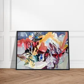 'Floral Fantasy' Abstract I 20x28 inch Wooden Framed Art Print  I Original Artwork by American Artist Barbara Cleary