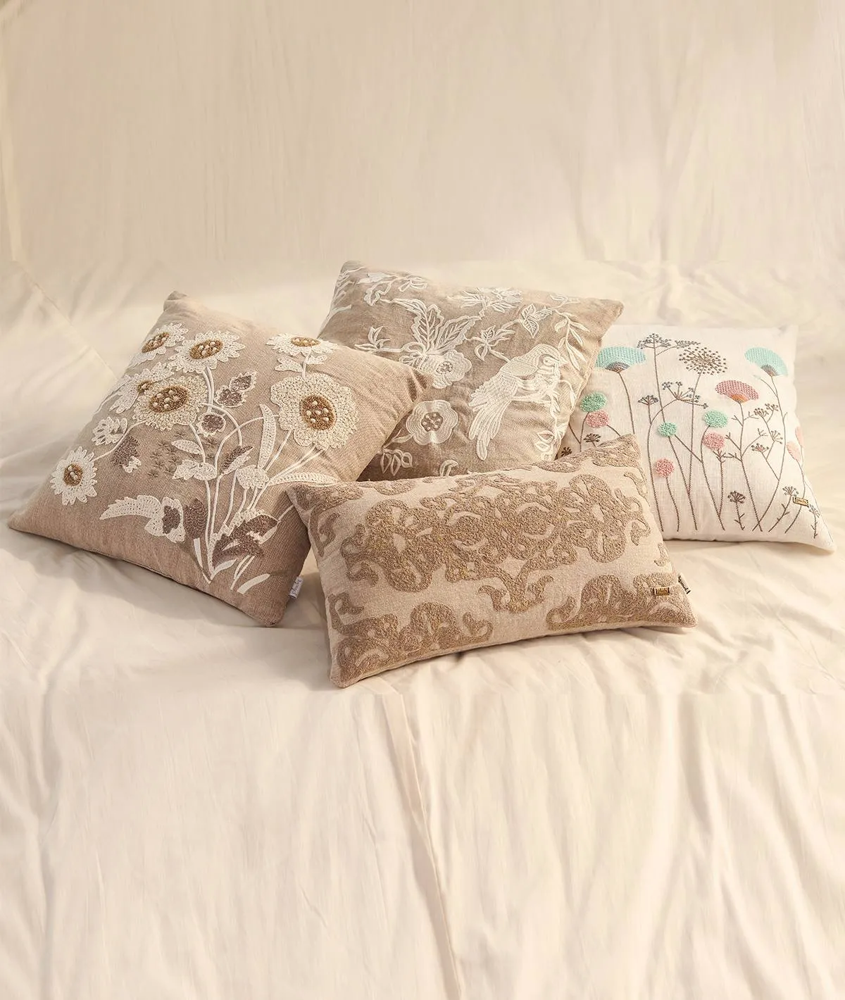 Florista Embroidery Cushion cover (Stone) (45x45 CM)