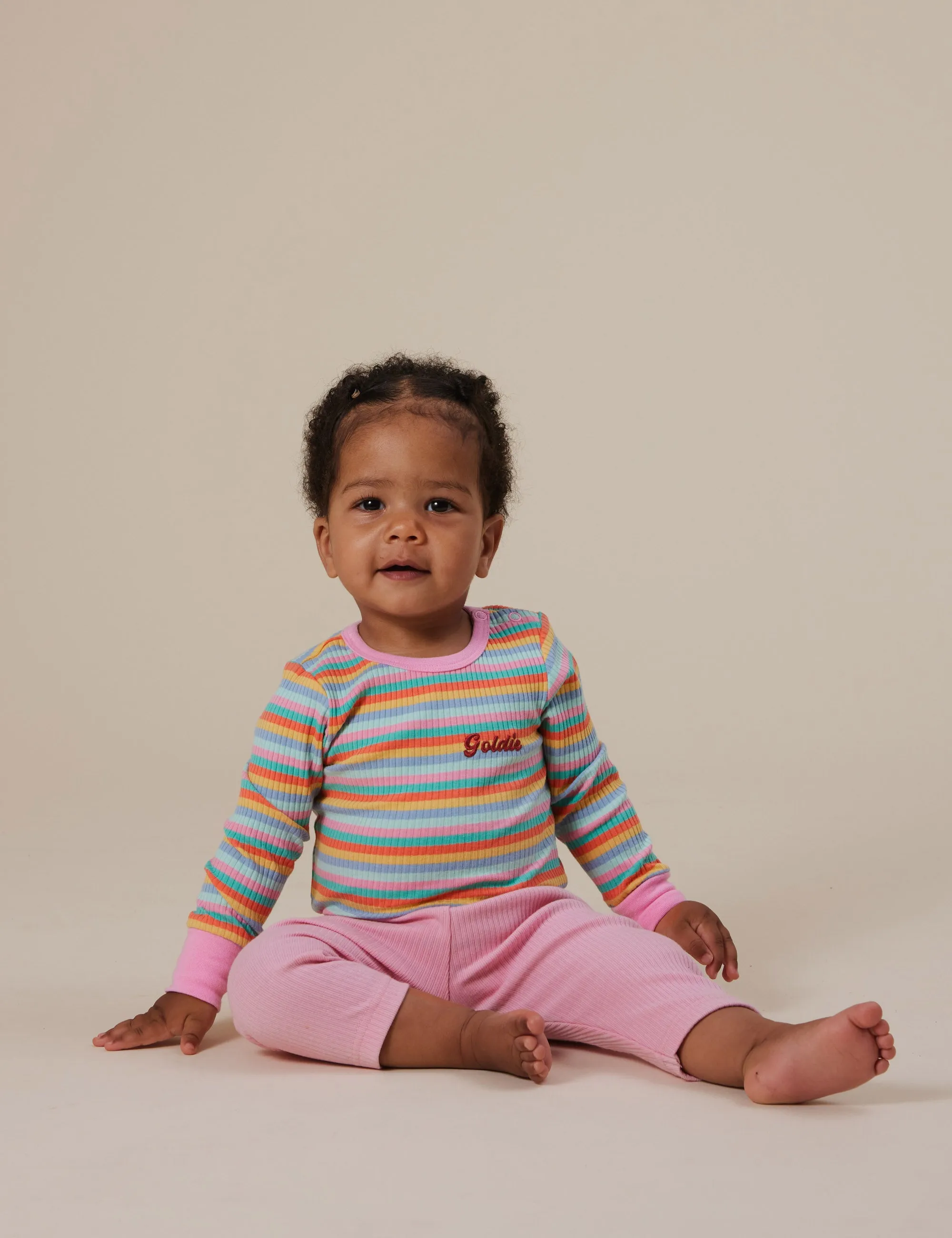 Goldie   Ace Candy Stripe Long Sleeve Rib Bodysuit