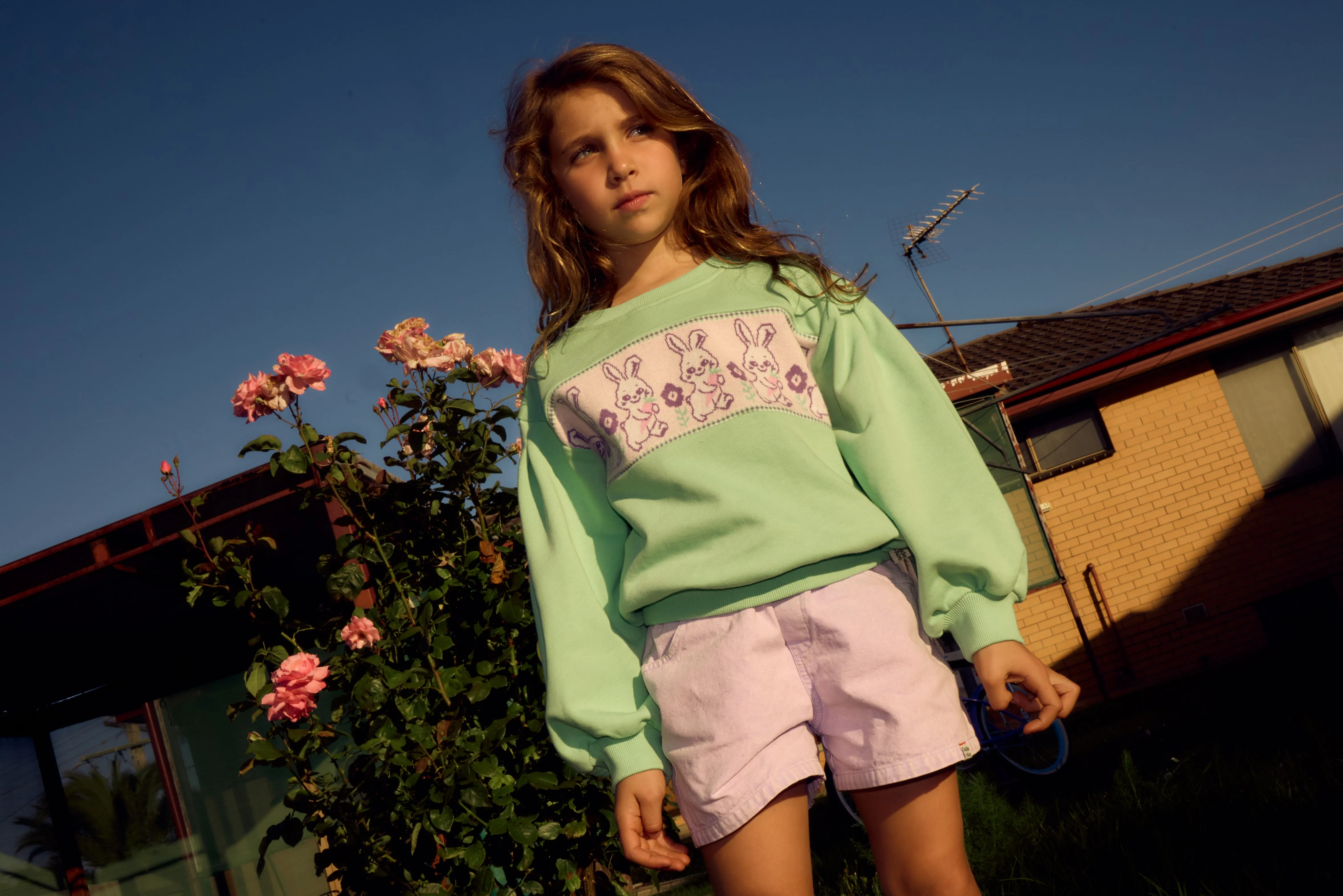 Goldie   Ace Hazel Puff Sleeve Bunny Sweater Mint