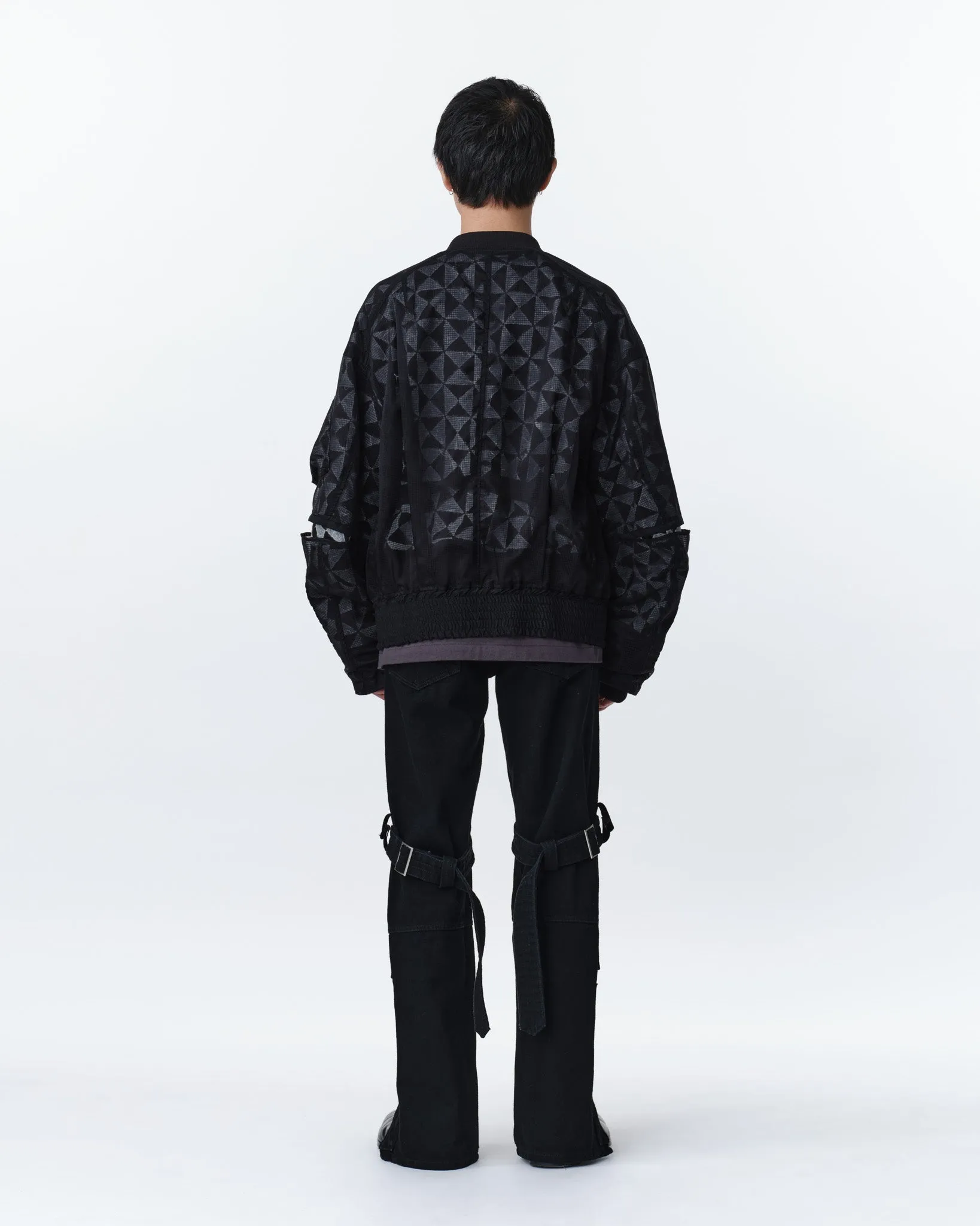 GRID LAYERED BLOUSON .11【BLACK】