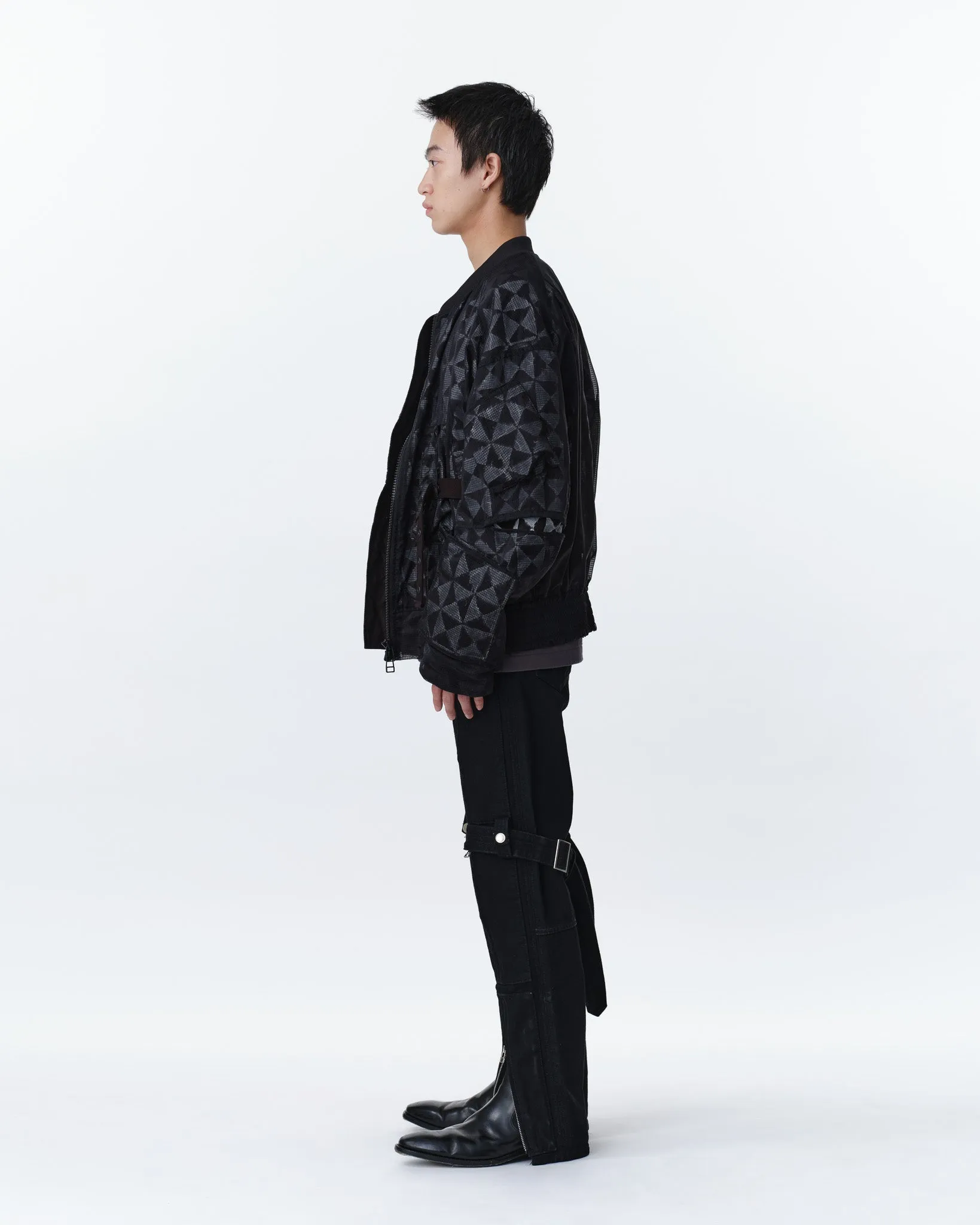 GRID LAYERED BLOUSON .11【BLACK】