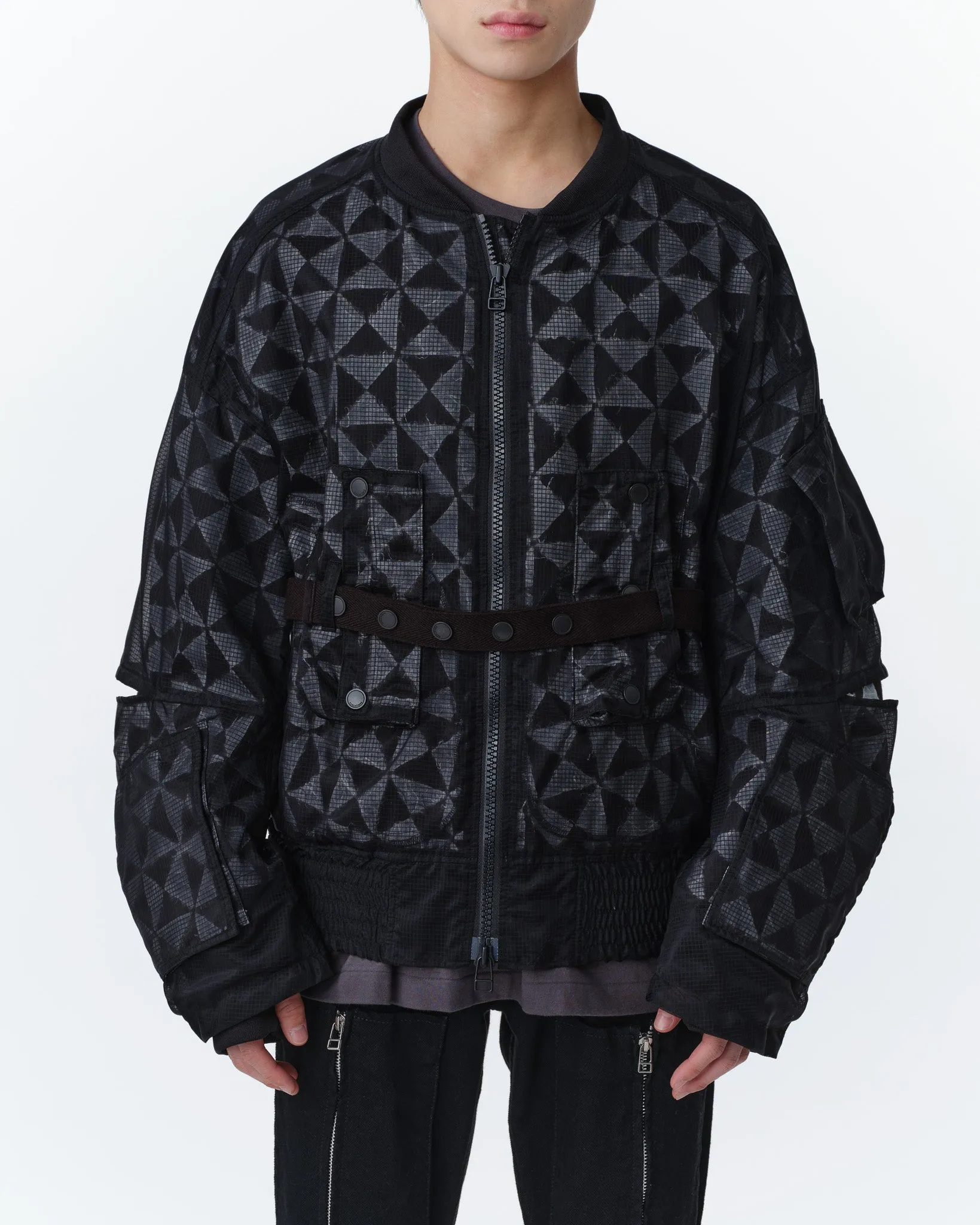 GRID LAYERED BLOUSON .11【BLACK】