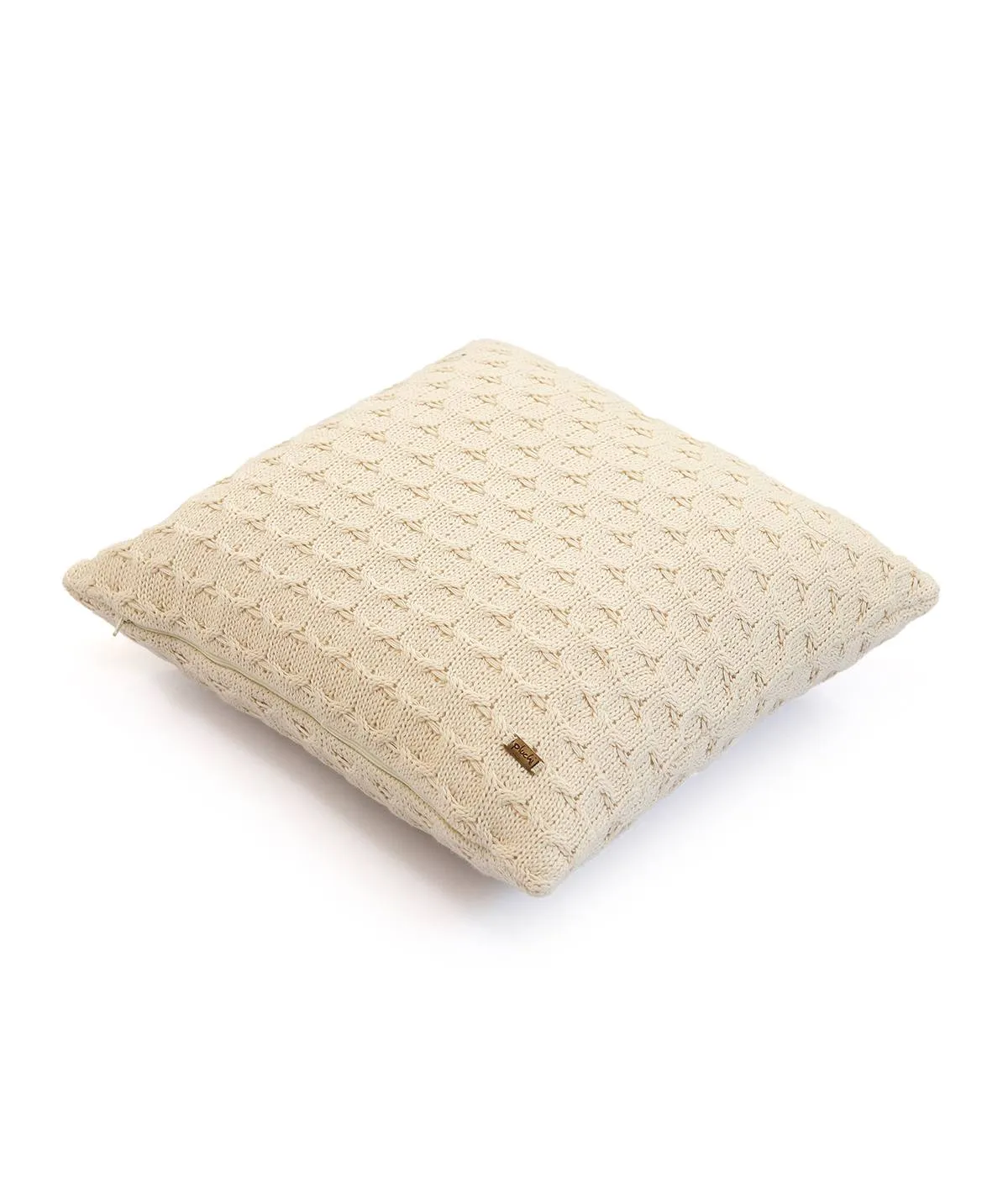 Kelly Knit Cotton Knitted Decorative Natural Color 16 x 16 Inches Cushion Cover