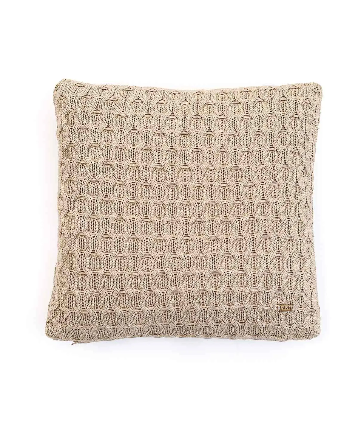 Kelly Knit Cotton Knitted Decorative Stone Color 16 x 16 Inches Cushion Cover