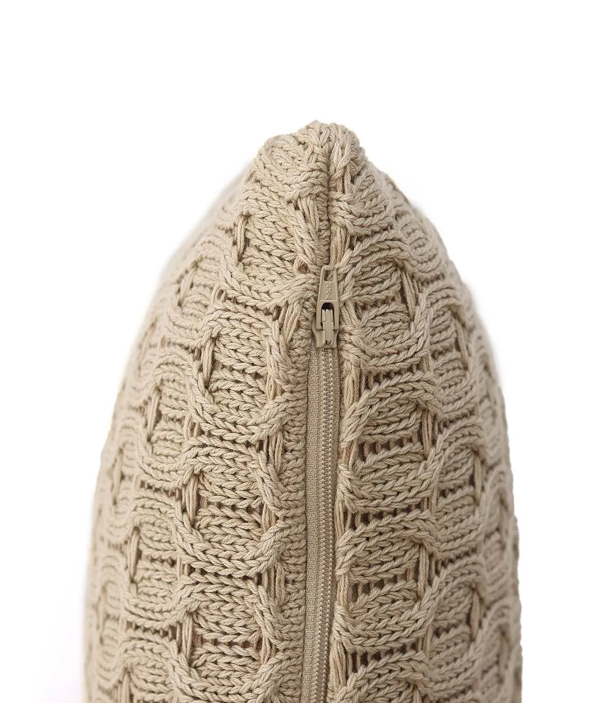 Kelly Knit Cotton Knitted Decorative Stone Color 16 x 16 Inches Cushion Cover