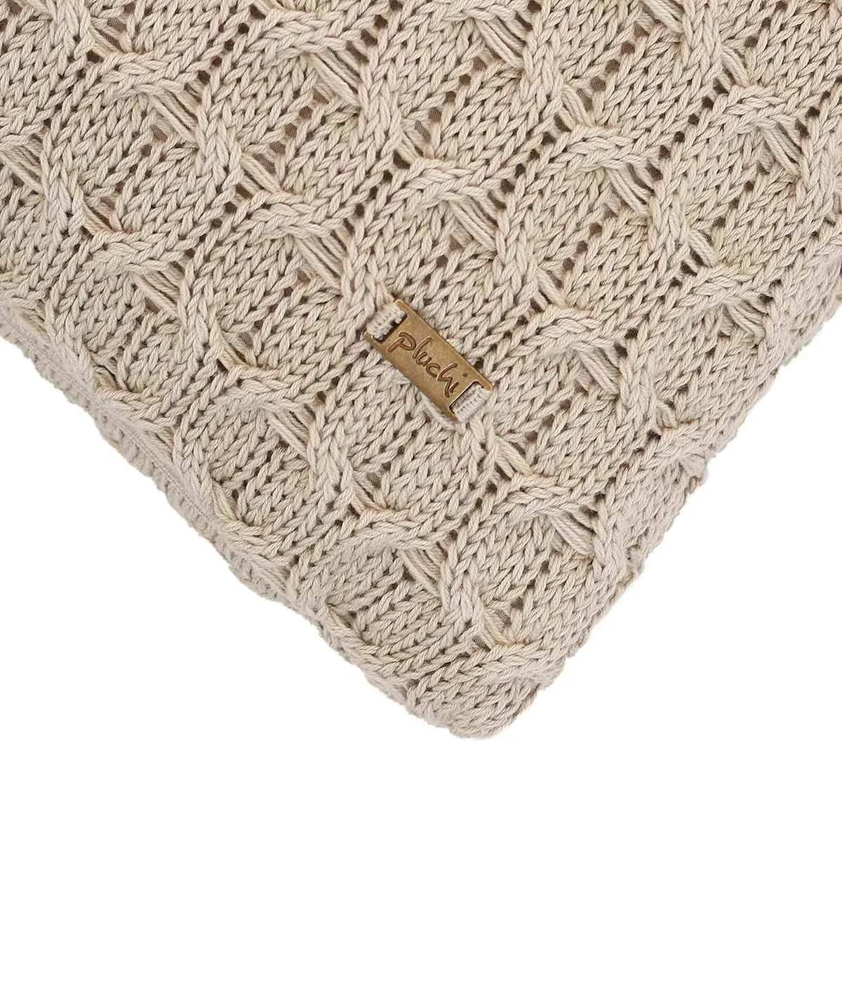 Kelly Knit Cotton Knitted Decorative Stone Color 16 x 16 Inches Cushion Cover