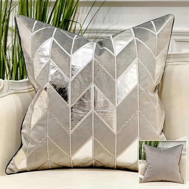Luxury Blue Cushion Covers Decorative Pillow Cases Appliqu