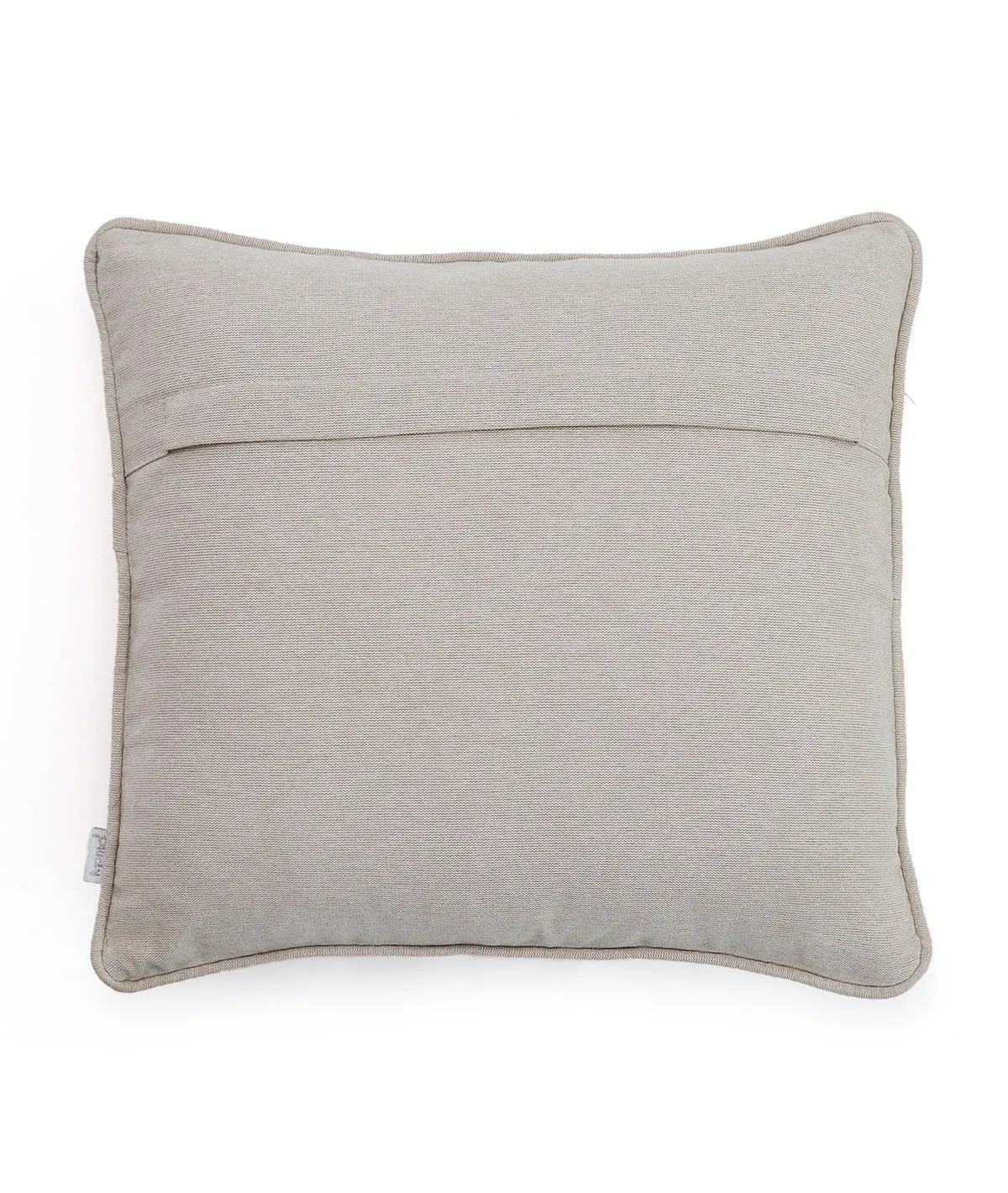 Medley- Ivory Embroidered Cotton Knitted Decorative 16 X 16 Inches Cushion Cover