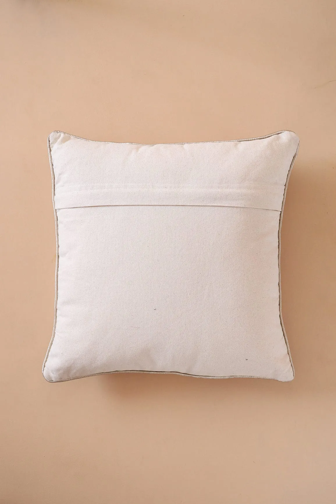 Modern Art Embroidery on off white cotton Cushion Cover (16*16 inches)
