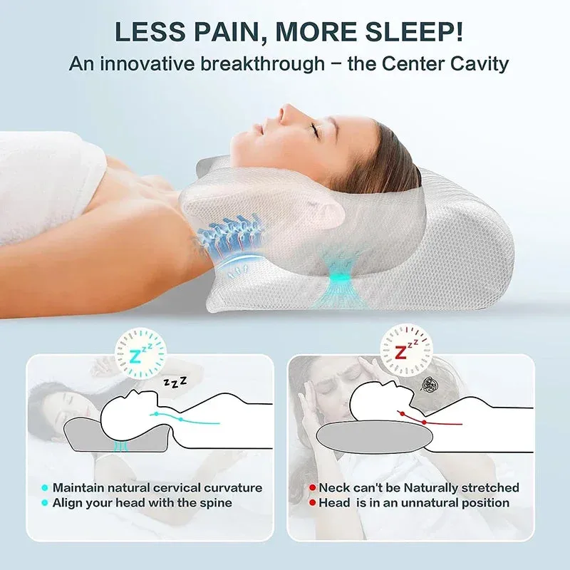 New 2-in-1 Memory Foam Cervical Pillow for Neck Pain and Support