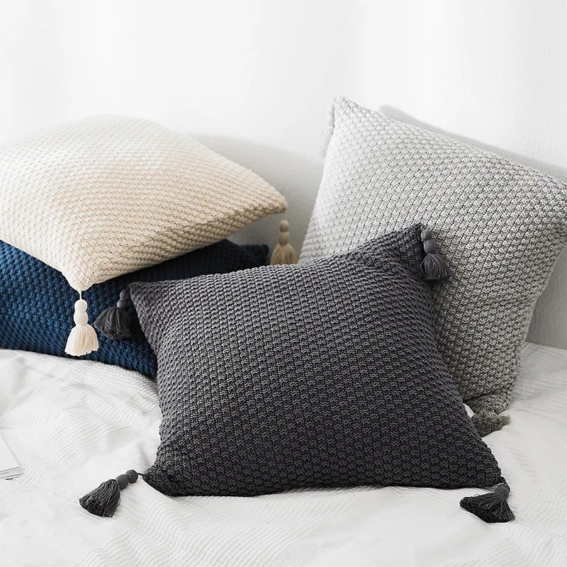 Nordic Cushion Cover with Tassels 45x45