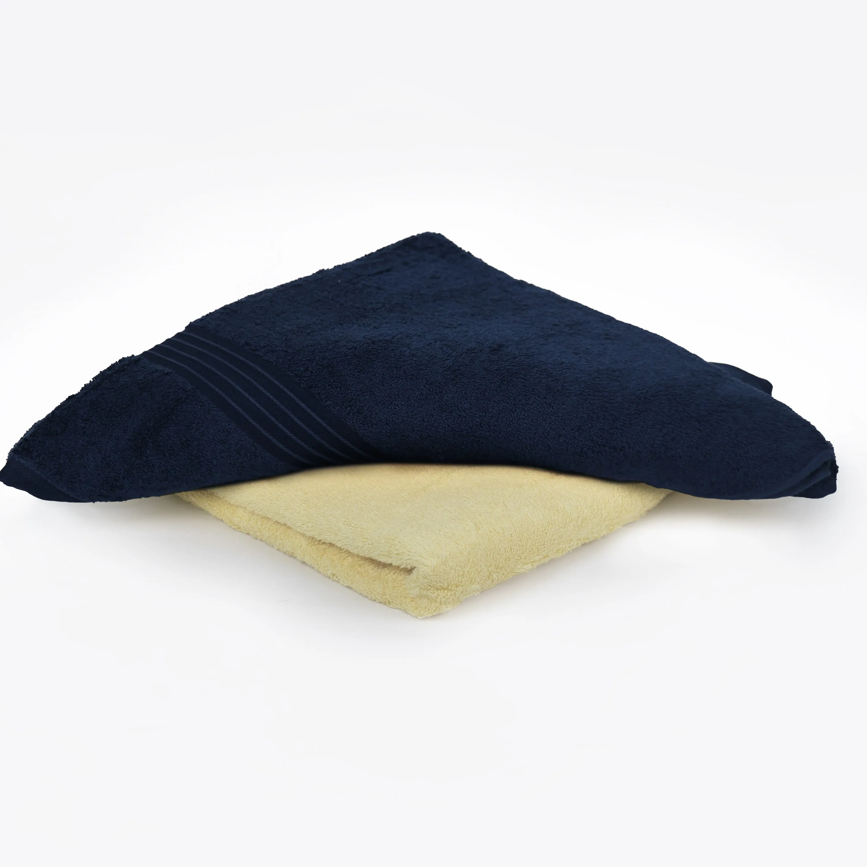 Premium Blue and Cream Pack of 2  600gsm High Quality Cotton Bath Towel 70x140cm