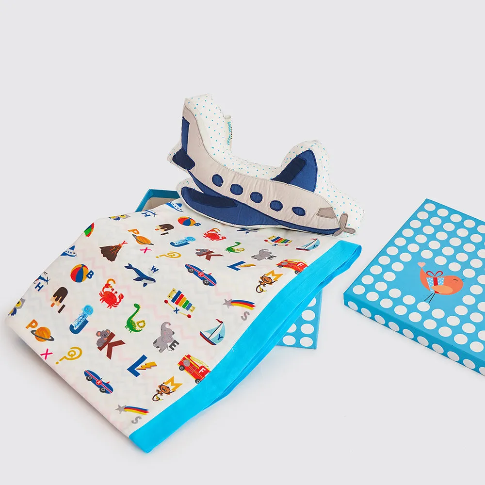 "Snuggle Time" Crib Gift Set (Alphabets-Blue)