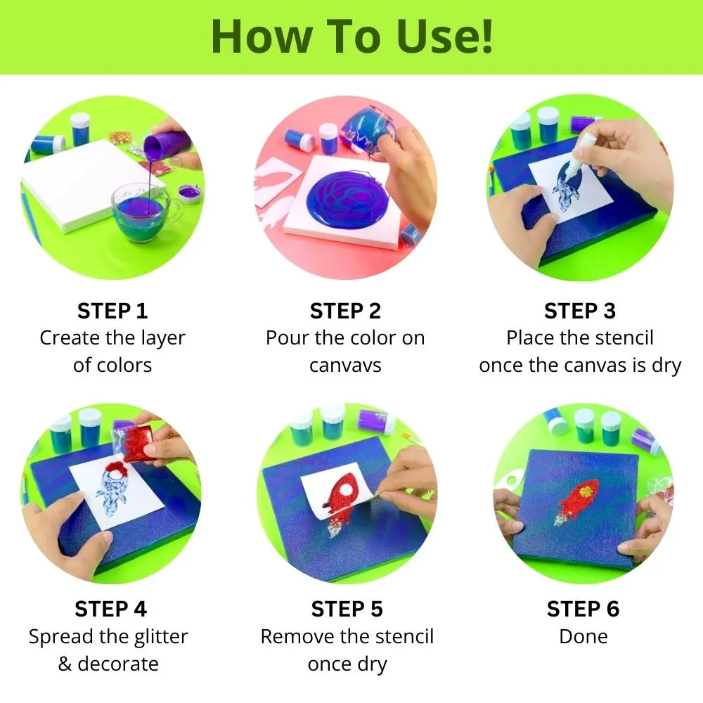 Rocket DIY Pouring Canvas Art Set