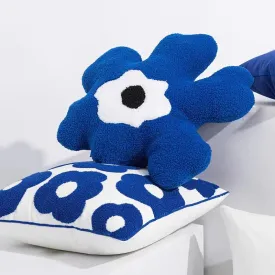SINOTAO  -  Blue Bloom Flower Embroidered Pillow Cover Cushion Cover Cotton Pillowcase Flora Sofa Bedroom Home Decor