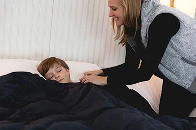 Sommerfly, Relaxer Travel Sized Weighted Blanket Cover, Navy Blue Corduroy, Small