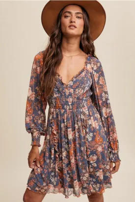 Winter Floral Longsleeve Dress