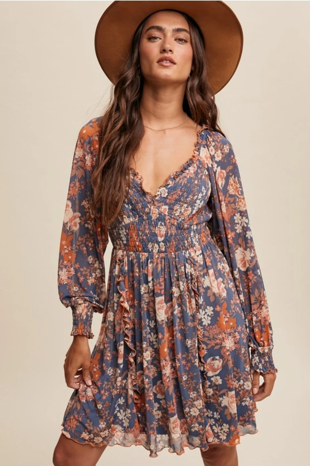 Winter Floral Longsleeve Dress